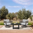 Armen Living Felicia and Argiope 3PC Fabric Outdoor Swivel Set in Gray/Black