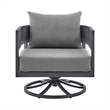 Armen Living Argiope 3PC Aluminum Patio Outdoor Swivel Seating Set in Dark Gray