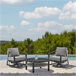 Armen Living Aileen 3PC Outdoor Fabric Patio Swivel Seating Set in Gray/Black
