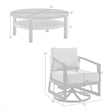 Armen Living Aileen 3PC Outdoor Fabric Patio Swivel Seating Set in Gray/Black