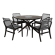 Armen Living Sachi and Brighton 5-Piece Wood Dining Set in Dark Wood/Gray
