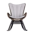 Armen Living Fanny Wood & Rope Outdoor Patio Rocking Chair in Dark Wood/Truffle