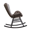 Armen Living Fanny Wood & Rope Outdoor Patio Rocking Chair in Dark Wood/Truffle