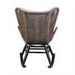 Armen Living Fanny Wood & Rope Outdoor Patio Rocking Chair in Dark Wood/Truffle