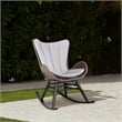 Armen Living Fanny Wood & Rope Outdoor Patio Rocking Chair in Dark Wood/Truffle