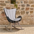 Armen Living Fanny Wood & Rope Outdoor Patio Rocking Chair in Natural/Charcoal