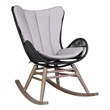 Armen Living Fanny Wood & Rope Outdoor Patio Rocking Chair in Natural/Charcoal