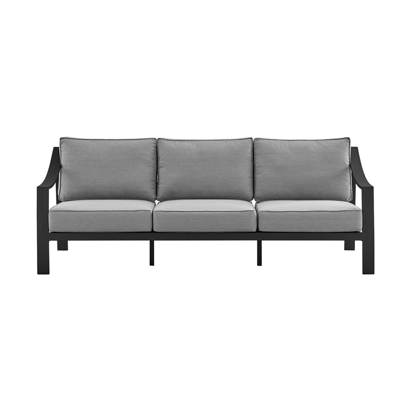 Armen Living Mongo 4-Piece Aluminum Outdoor Patio Furniture Set in Black/Gray
