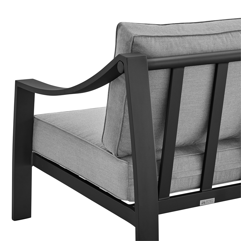 Armen Living Mongo 4-Piece Aluminum Outdoor Patio Furniture Set in Black/Gray