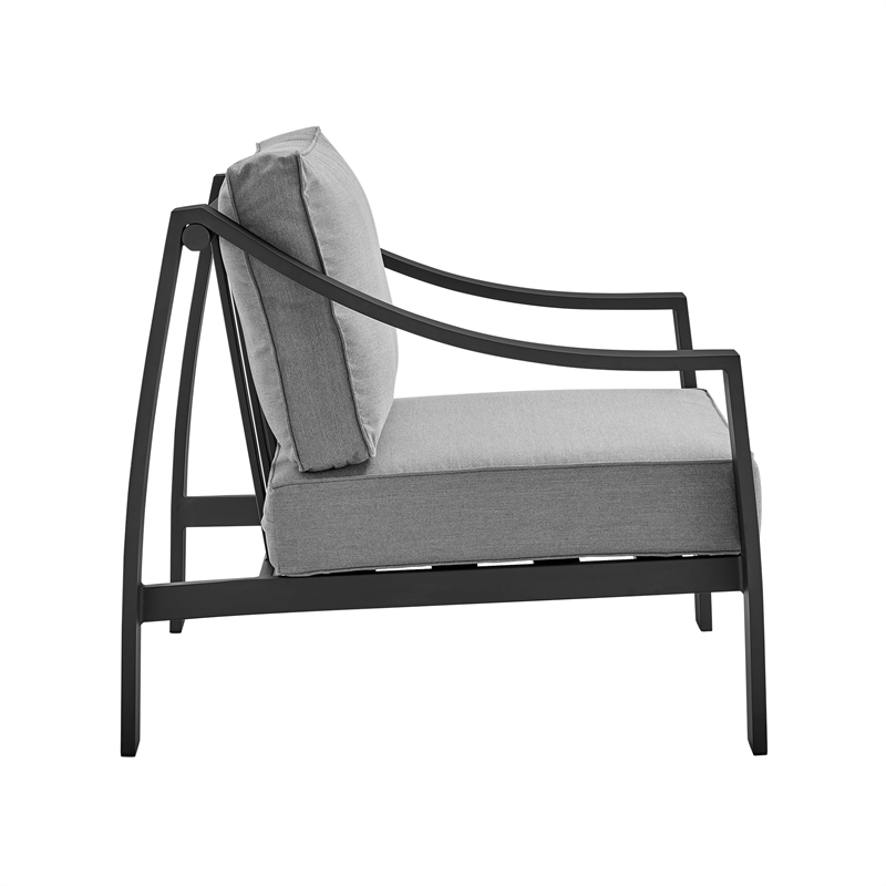 Armen Living Mongo 4-Piece Aluminum Outdoor Patio Furniture Set in Black/Gray