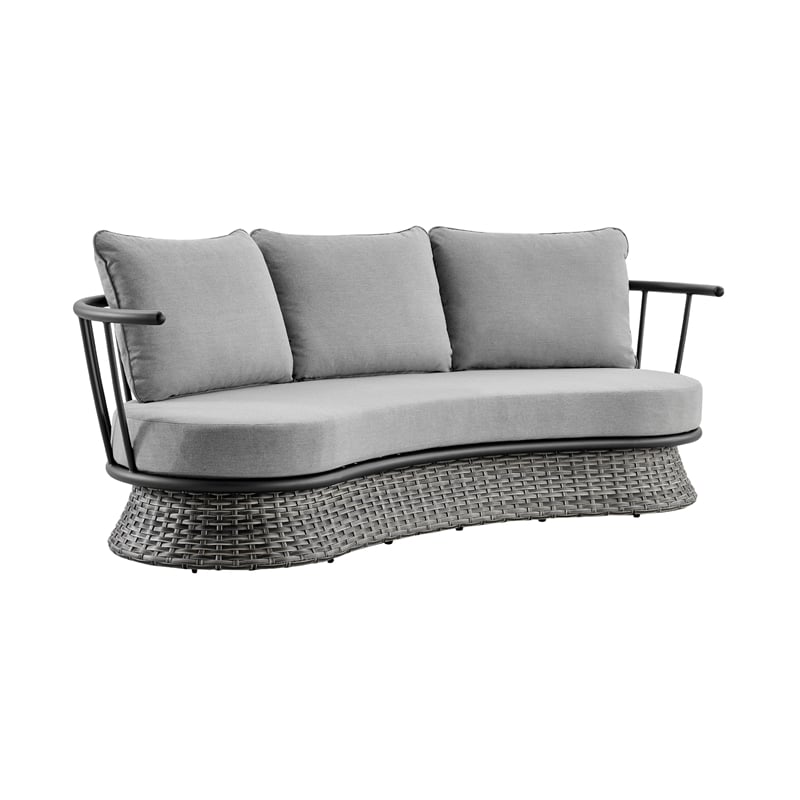 Armen Living Monk 4-Piece Fabric/Aluminum Outdoor Patio Furniture Set in Gray