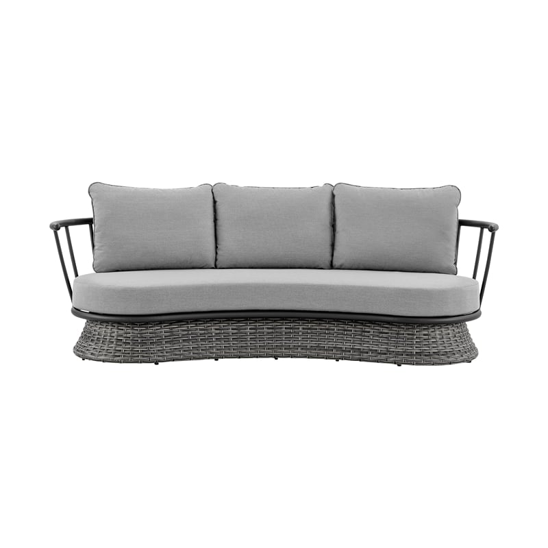 Armen Living Monk 4-Piece Fabric/Aluminum Outdoor Patio Furniture Set in Gray