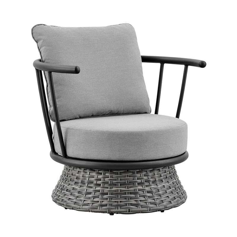 Armen Living Monk 4-Piece Fabric/Aluminum Outdoor Patio Furniture Set in Gray