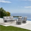 Armen Living Monk 4-Piece Fabric/Aluminum Outdoor Patio Furniture Set in Gray