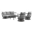 Armen Living Monk 4-Piece Fabric/Aluminum Outdoor Patio Furniture Set in Gray