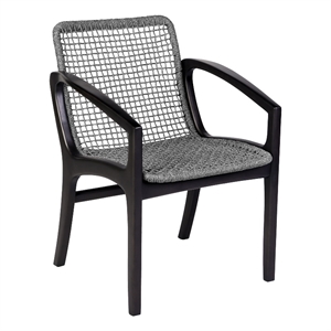brighton outdoor patio dining chair in dark eucalyptus wood and grey rope