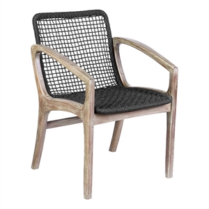 brighton outdoor patio dining chair in light eucalyptus wood and charcoal rope