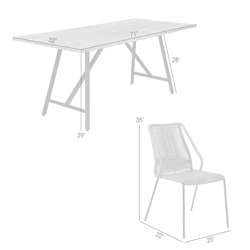Armen Living Koala and Shasta 5-Piece Wood & Fabric Dining Set in Gray/Brown