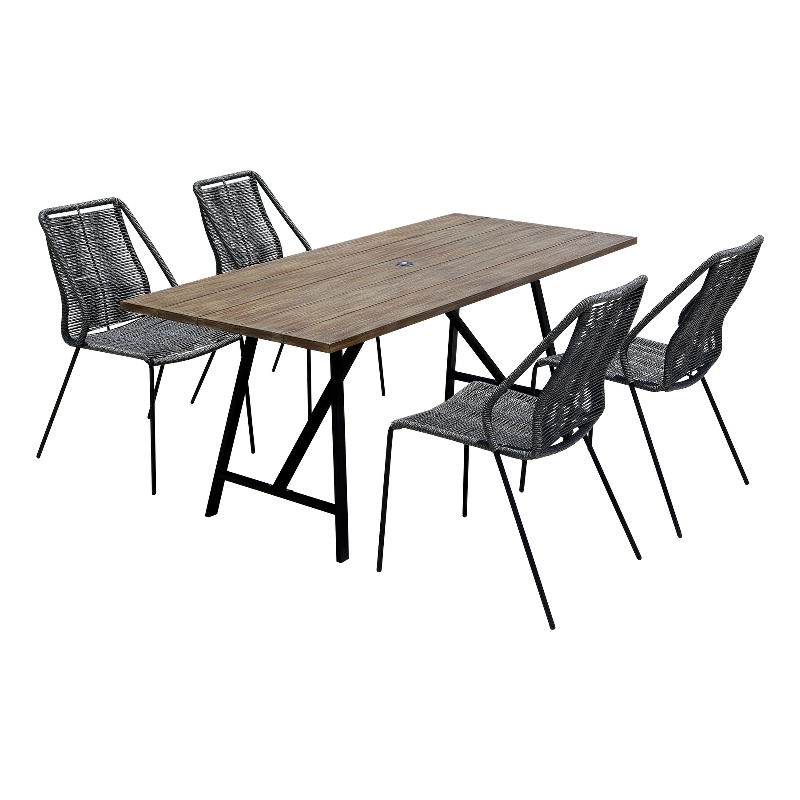Armen Living Koala and Shasta 5-Piece Wood & Fabric Dining Set in Gray/Brown