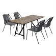 Armen Living Koala and Shasta 5-Piece Wood & Fabric Dining Set in Gray/Brown