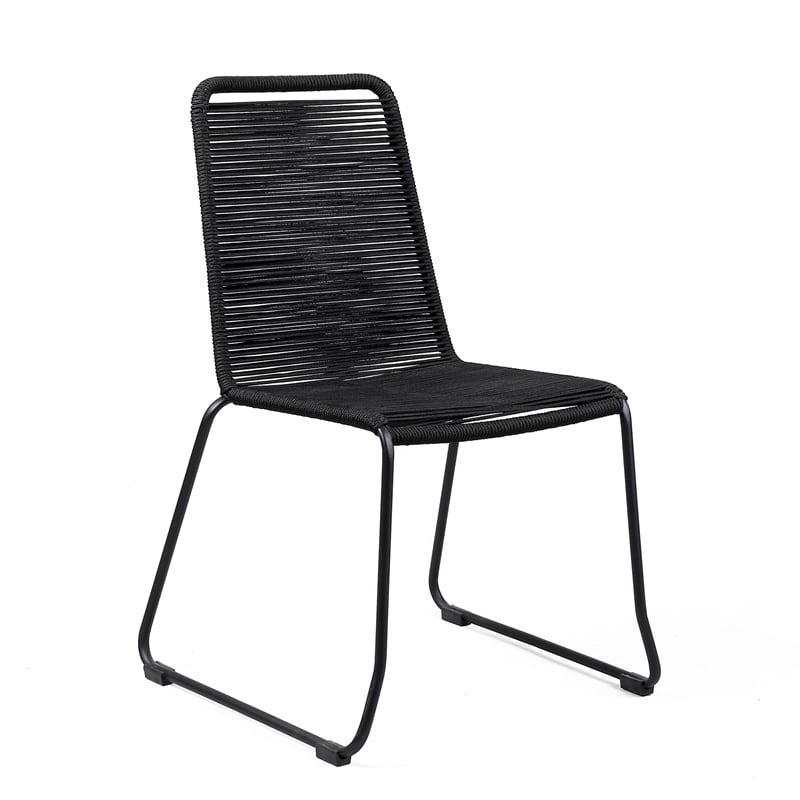 Armen Living Koala and Shasta 5-Piece Wood Dining Set in Dark Wood/Black