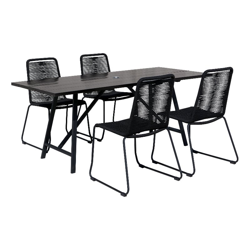 Armen Living Koala and Shasta 5-Piece Wood Dining Set in Dark Wood/Black