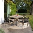 Armen Living Sachi and Brighton 5-Piece Wood Dining Set in Natural/Charcoal