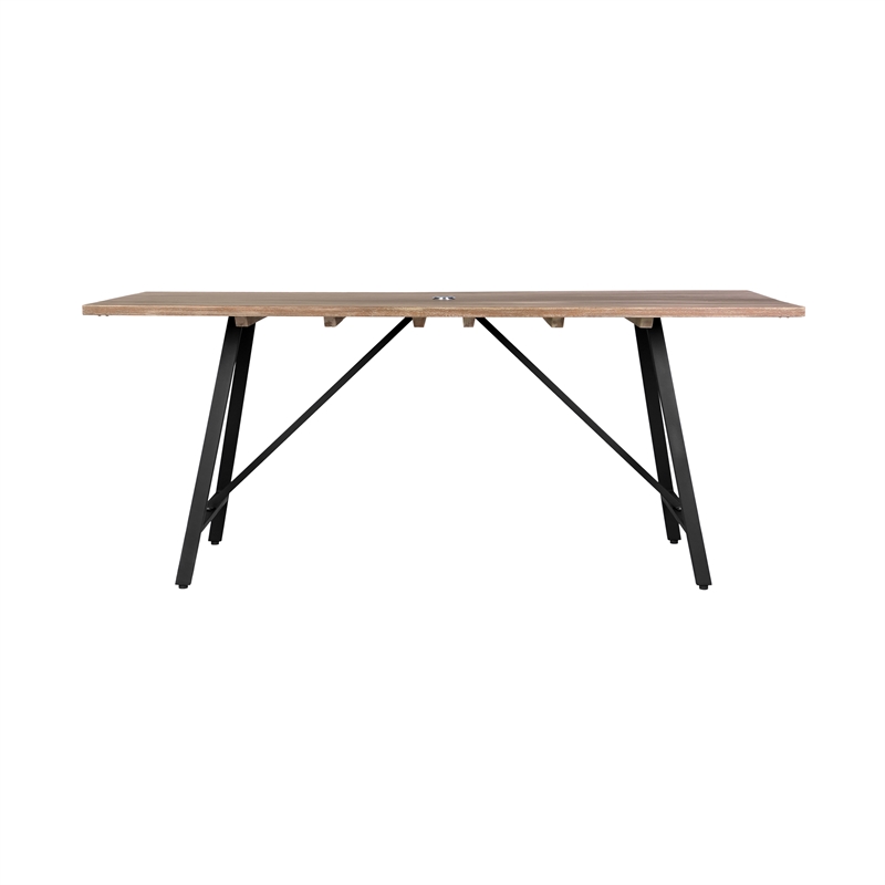 Armen Living Koala Rectangle Wood/Metal Outdoor Dining Table in Natural/Black