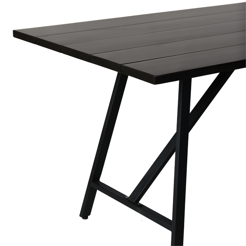 Armen Living Koala Rectangle Wood/Metal Outdoor Dining Table in Dark Wood/Black