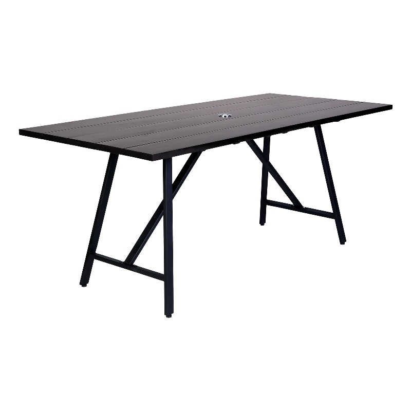 Armen Living Koala Rectangle Wood/Metal Outdoor Dining Table in Dark Wood/Black