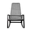 Armen Living Sequoia Wood & Rope Outdoor Patio Rocking Chair in Dark Wood/Gray