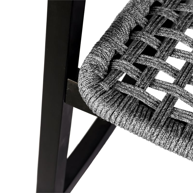 Armen Living Sequoia Wood & Rope Outdoor Patio Rocking Chair in Dark Wood/Gray