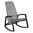 Armen Living Sequoia Wood & Rope Outdoor Patio Rocking Chair in Dark Wood/Gray