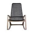 Armen Living Sequoia Wood & Rope Outdoor Patio Rocking Chair in Natural/Charcoal