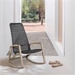 Armen Living Sequoia Wood & Rope Outdoor Patio Rocking Chair in Natural/Charcoal