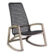 Armen Living Sequoia Wood & Rope Outdoor Patio Rocking Chair in Natural/Charcoal