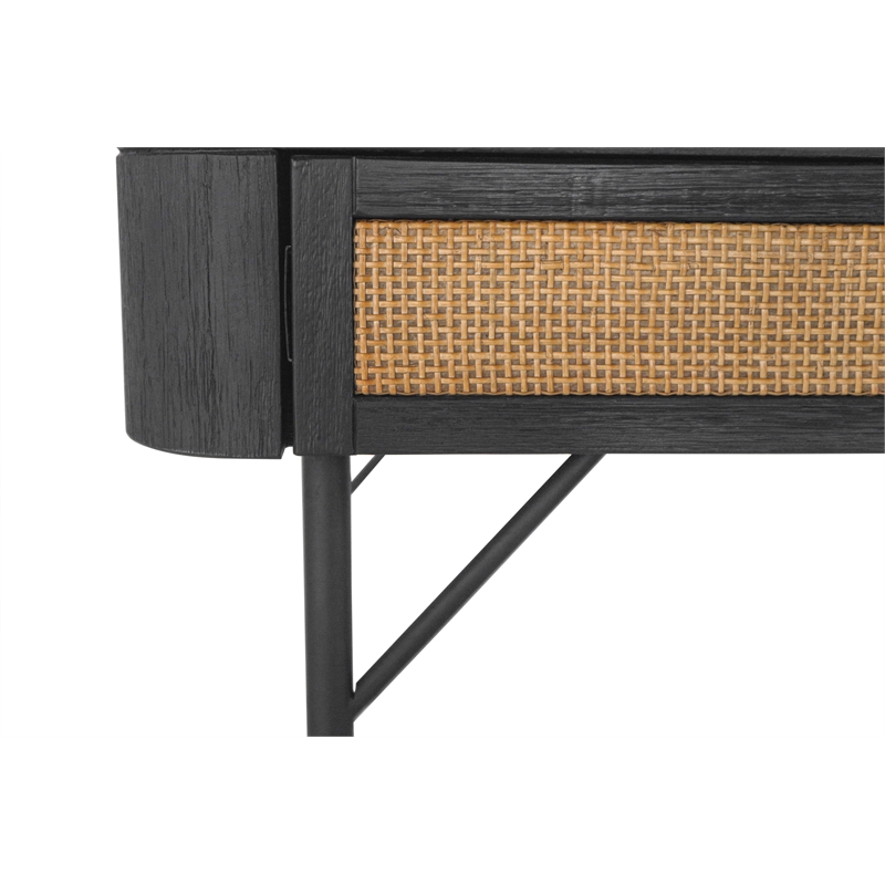 Saratoga 2 Drawer Desk in Black Acacia with Rattan