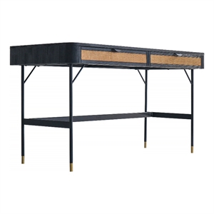 Saratoga 2 Drawer Desk in Black Acacia with Rattan