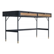 Saratoga 2 Drawer Desk in Black Acacia with Rattan