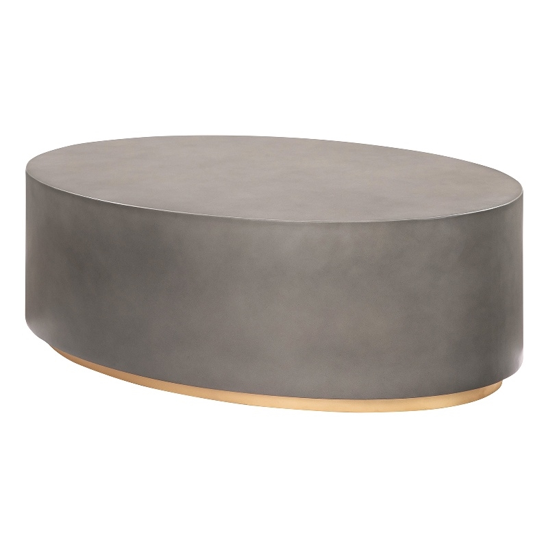 Anais Concrete and Brass Oval Coffee Table