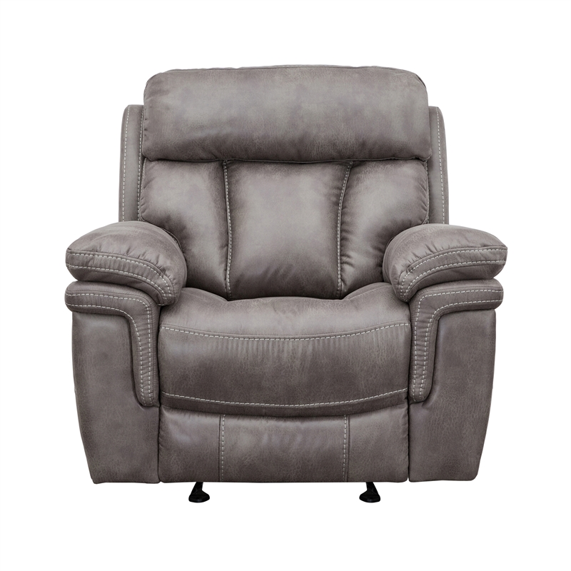 Armen Living Estelle Modern Fabric Power Recliner Chair in Brown