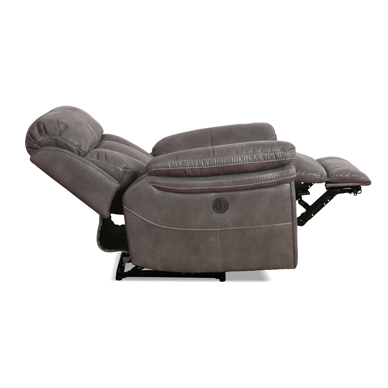 Armen Living Estelle Modern Fabric Power Recliner Chair in Brown