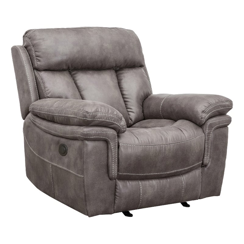 Armen Living Estelle Modern Fabric Power Recliner Chair in Brown