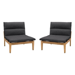 arno outdoor modularwood lounge chair with charcoal olefin   set of 2