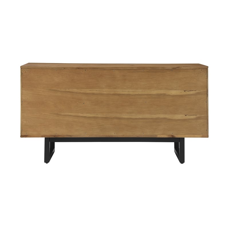 Armen Living Aldo 3-Door Modern Wood Sideboard Buffet Cabinet in Brown/Black