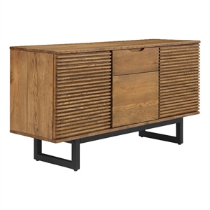 Armen Living Aldo 3-Door Modern Wood Sideboard Buffet Cabinet in Brown/Black
