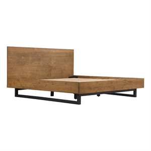 Armen Living Aldo 79&quotModern Wood King Platform Bed Frame in Brown/Black