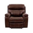 Armen Living Montague Leather Recliner with Power Headrest & Lumbar in Brown