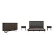 Armen Living Marquis 4PC Wood King Size Platform Bedroom Set w/Headboard in Oak