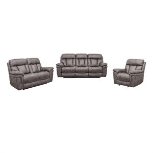 Armen Living Estelle 3-Piece Fabric Sofa Love Seat & Chair in Gunmetal Gray